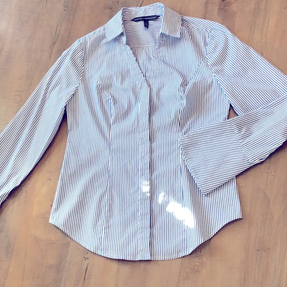 WHBM Blue Striped Blouse